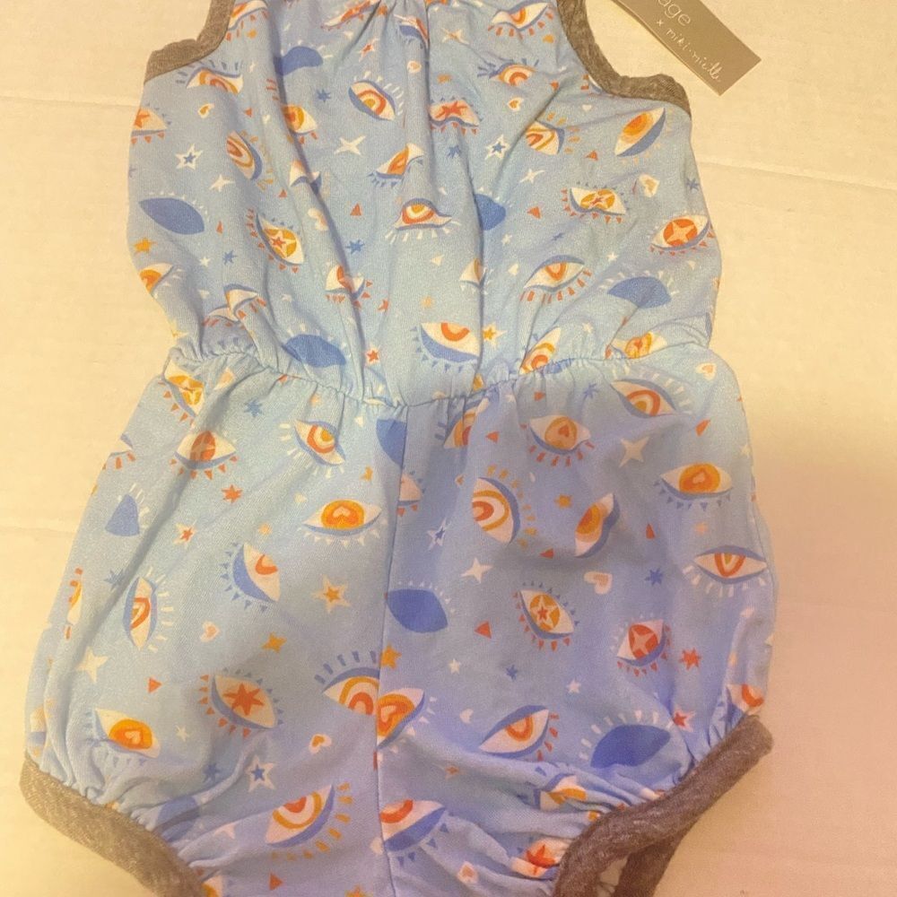 Blue Eye-Patterned Kids Bodysuit